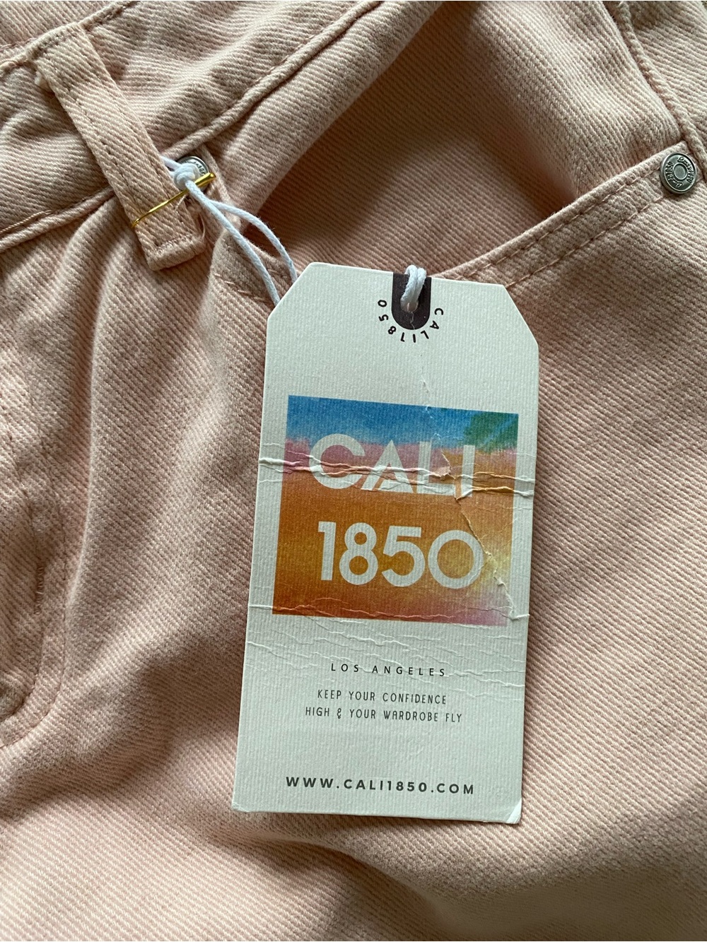 CALI 1850 Light Pink-Peach Mid Rise Wide Leg Jeans! - Picture 13 of 15